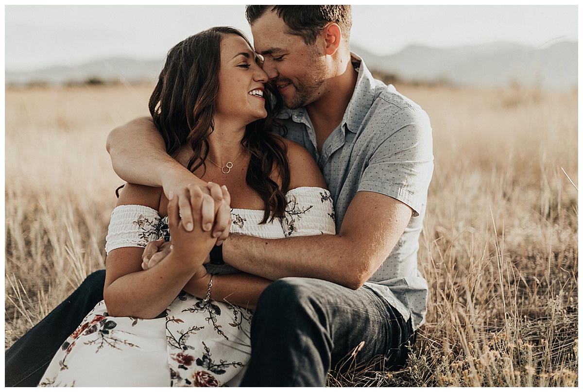 Romantic and flirty engagement session at Davidson Mesa Trail in Boudler, Colorado