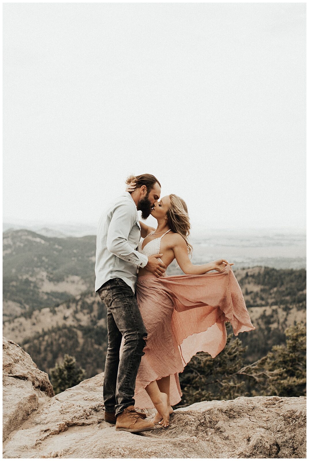 Mountaintop dreamy boho engagement session.