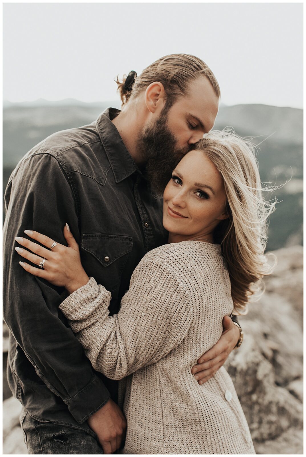 Mountaintop dreamy boho engagement session.