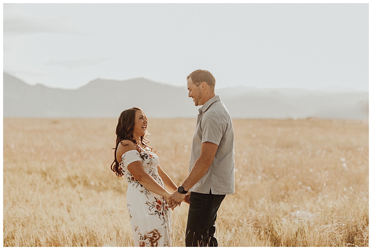 Romantic and flirty engagement session at Davidson Mesa Trail in Boudler, Colorado