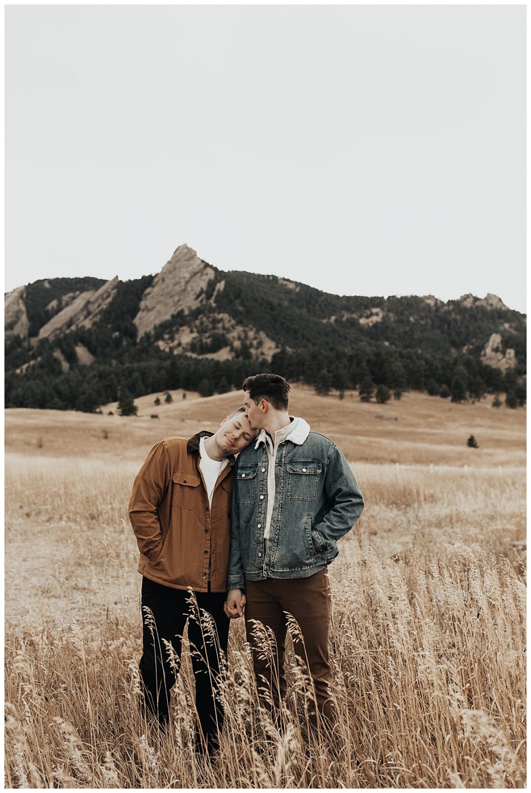 Same sex engagement session in beautiful Boulder Colorado at Chautauqua Park.